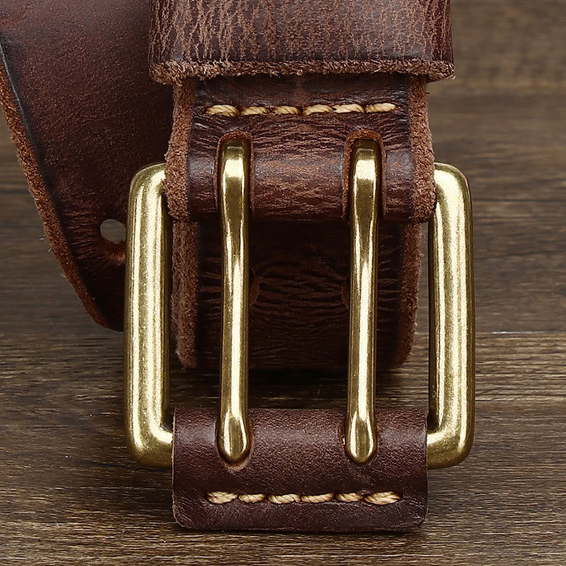 Cintura in pelle western con fibbia a doppio ardiglione e 2 fori