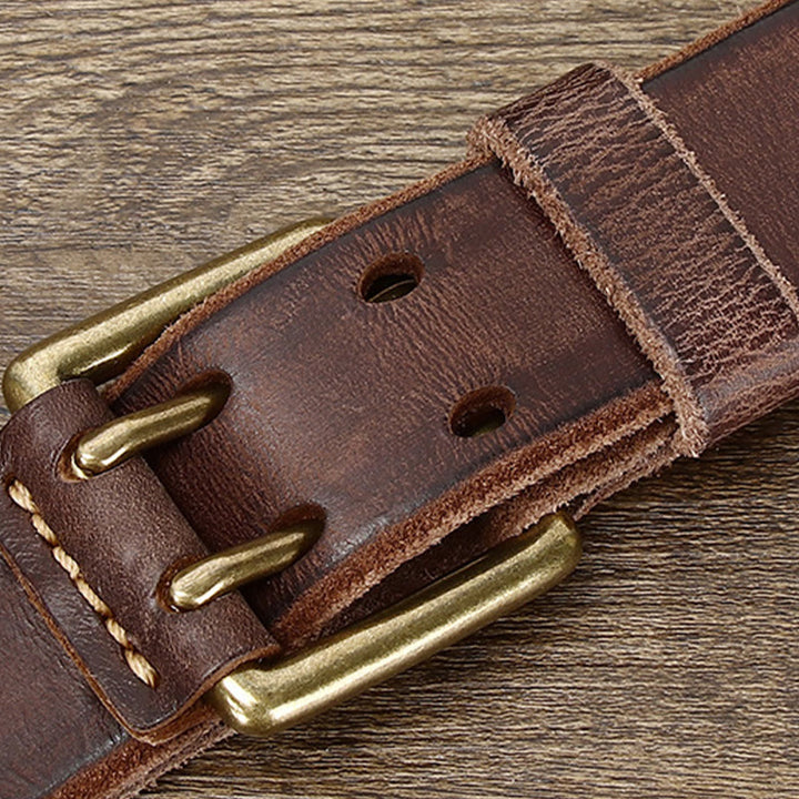 Cintura in pelle western con fibbia a doppio ardiglione e 2 fori