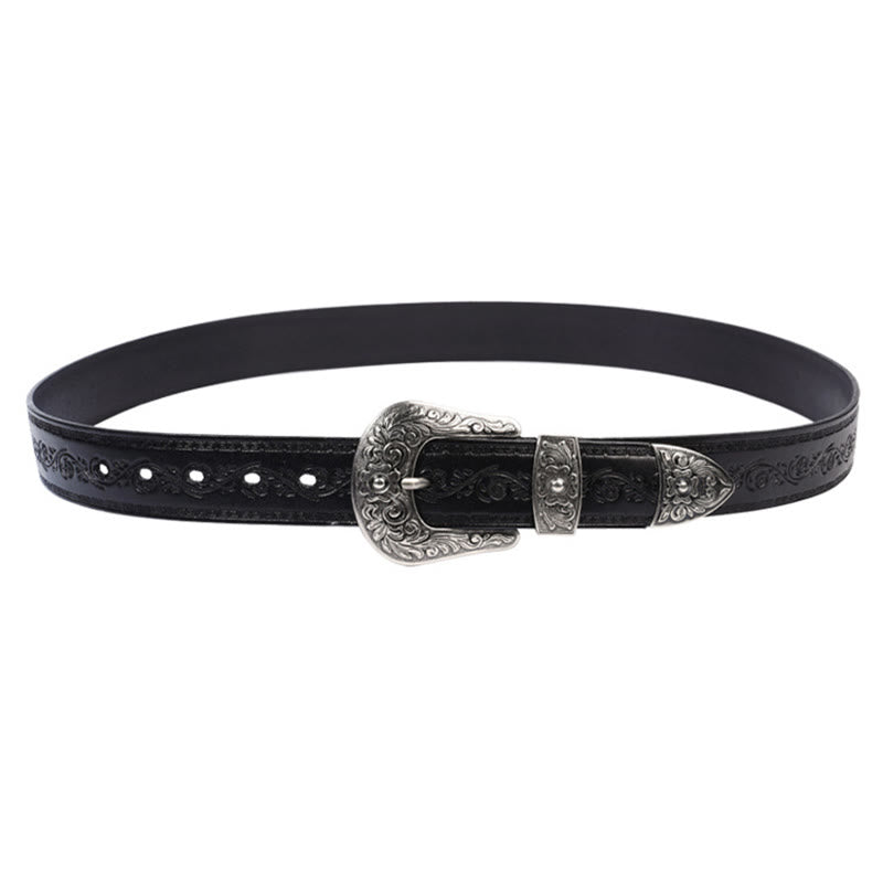 Cintura in pelle goffrata con fibbia in argento