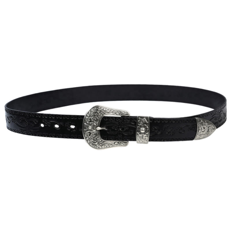 Cintura in pelle goffrata con fibbia in argento