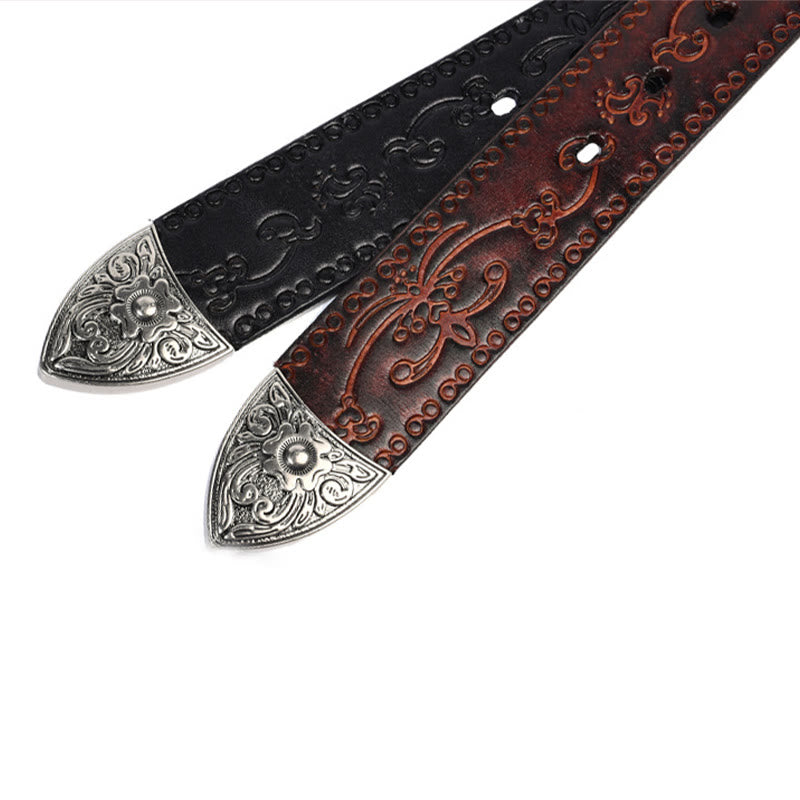 Cintura in pelle goffrata con fibbia in argento