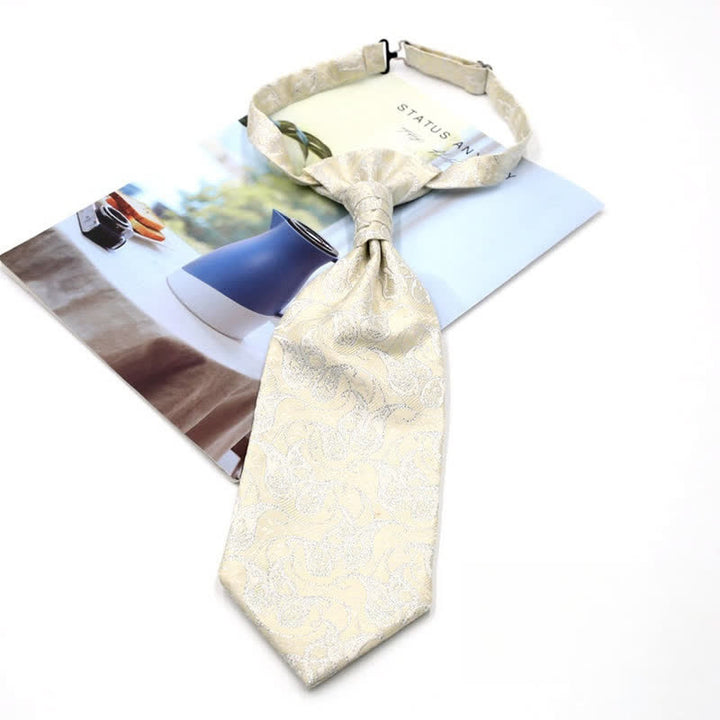 Cravatta da uomo pre-annodata con volant e motivo Paisley di lusso, stile smoking, Ascot