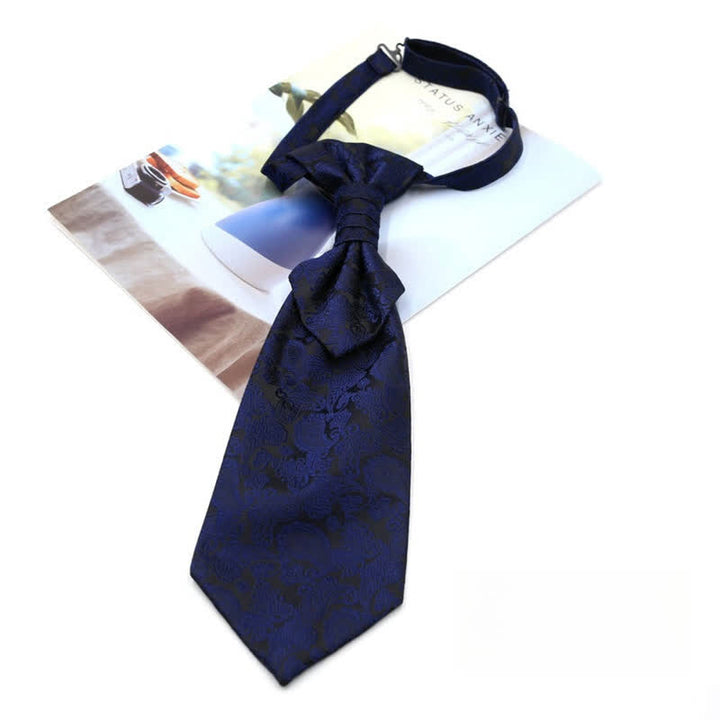 Cravatta da uomo pre-annodata con volant e motivo Paisley di lusso, stile smoking, Ascot