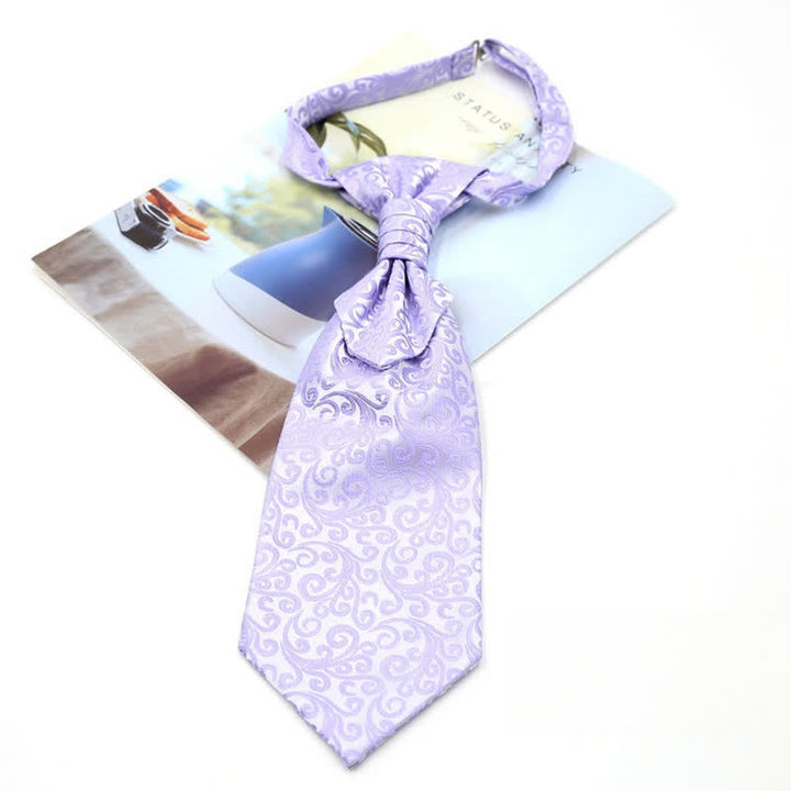 Cravatta da uomo pre-annodata con volant e motivo Paisley di lusso, stile smoking, Ascot