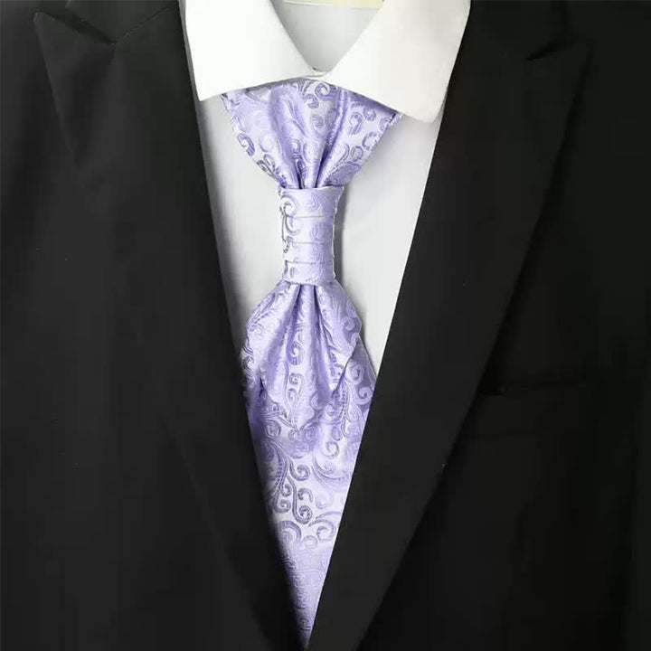 Cravatta da uomo pre-annodata con volant e motivo Paisley di lusso, stile smoking, Ascot