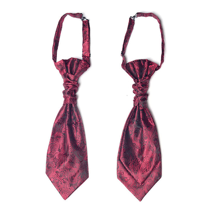 Cravatta Ascot da uomo pre-annodata con motivo Paisley e nodo stropicciato