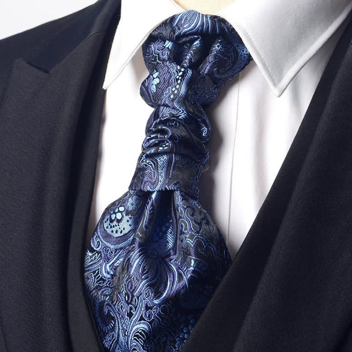 Cravatta Ascot da uomo pre-annodata con motivo Paisley e nodo stropicciato