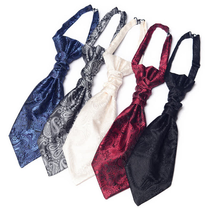 Cravatta Ascot da uomo pre-annodata con motivo Paisley e nodo stropicciato