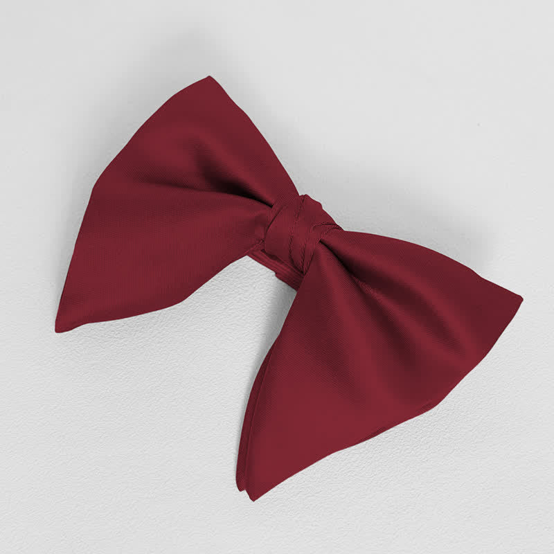 Fazzoletto da taschino con papillon a punta oversize, tinta unita, in stile britannico, da uomo - Rosso scuro - Papillon - image 2