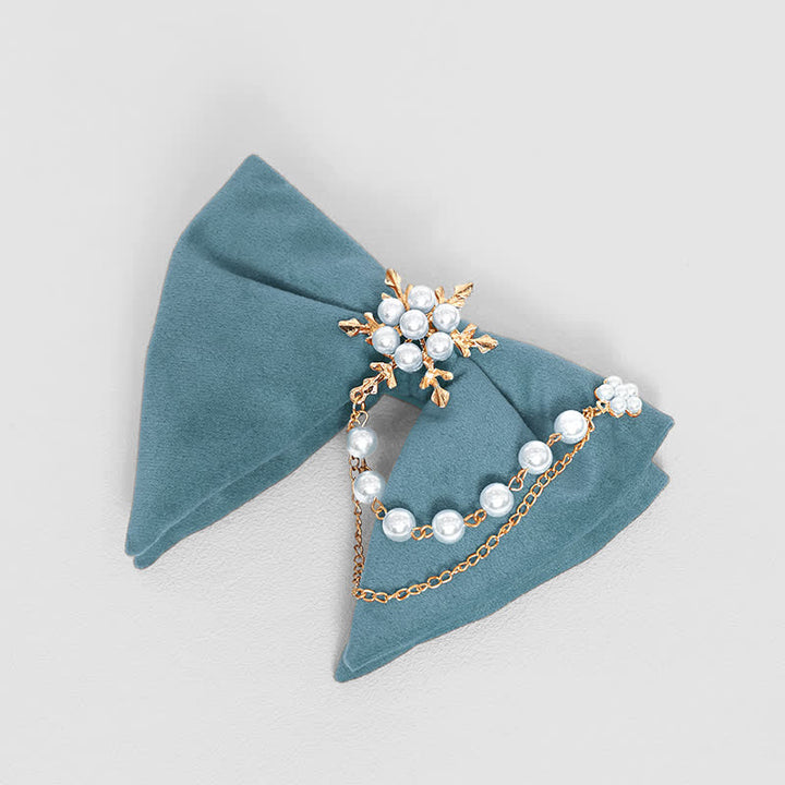 Papillon da taschino in velluto con catena di perle e fiocco di neve da uomo - Blu - Papillon - image 20