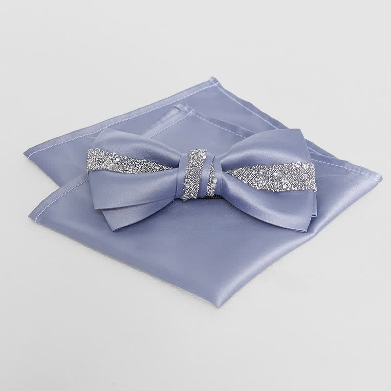 Fazzoletto da taschino con papillon glitterato da uomo - Cielo azzurro - Papillon + fazzoletto da taschino - image 8