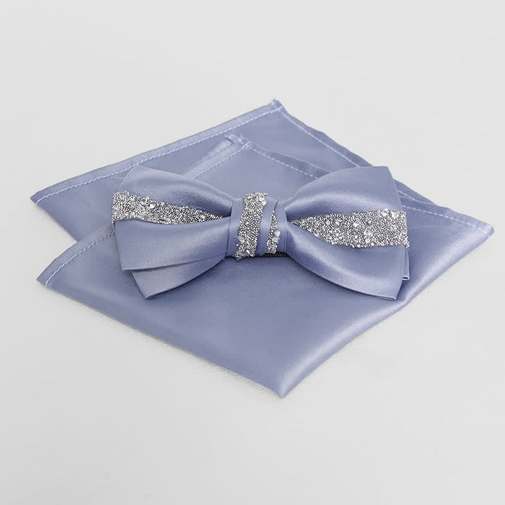 Fazzoletto da taschino con papillon glitterato da uomo - Cielo azzurro - Papillon + fazzoletto da taschino - image 8
