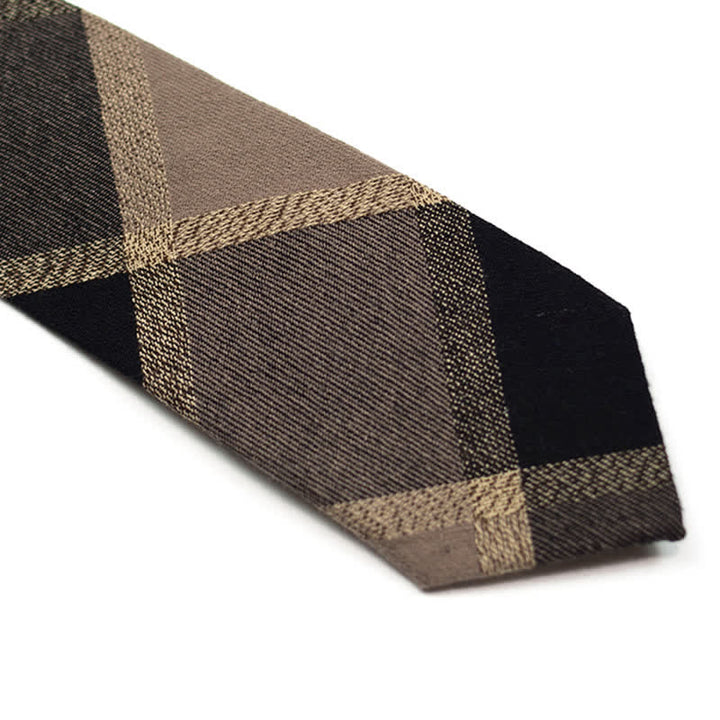 Cravatta da uomo in cotone britannico a righe a quadri color caffè - image 10