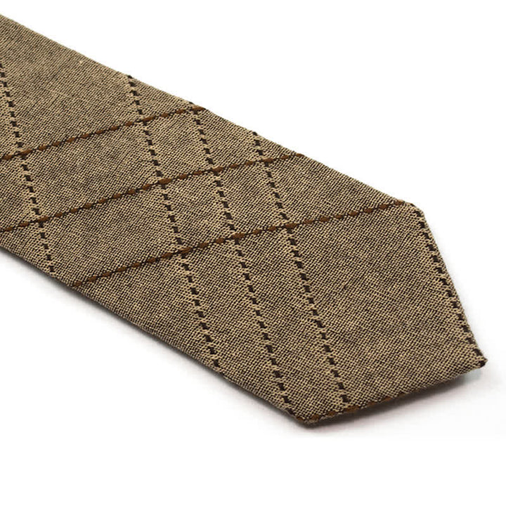 Cravatta da uomo in cotone britannico a righe a quadri color caffè - image 4