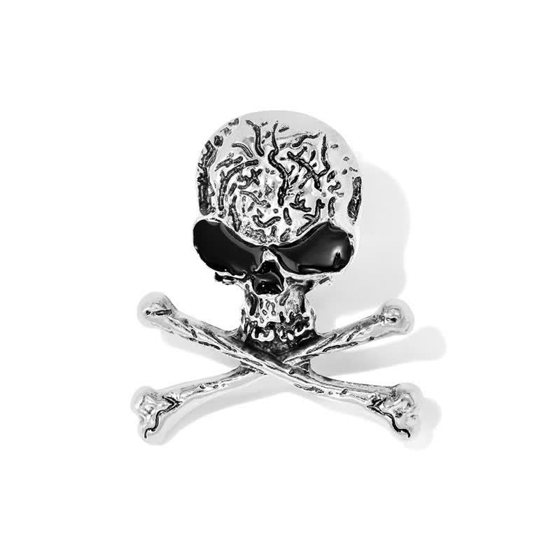 Spilla decorativa punk con teschio e ossa incrociate, stile pirata