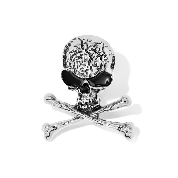 Spilla decorativa punk con teschio e ossa incrociate, stile pirata