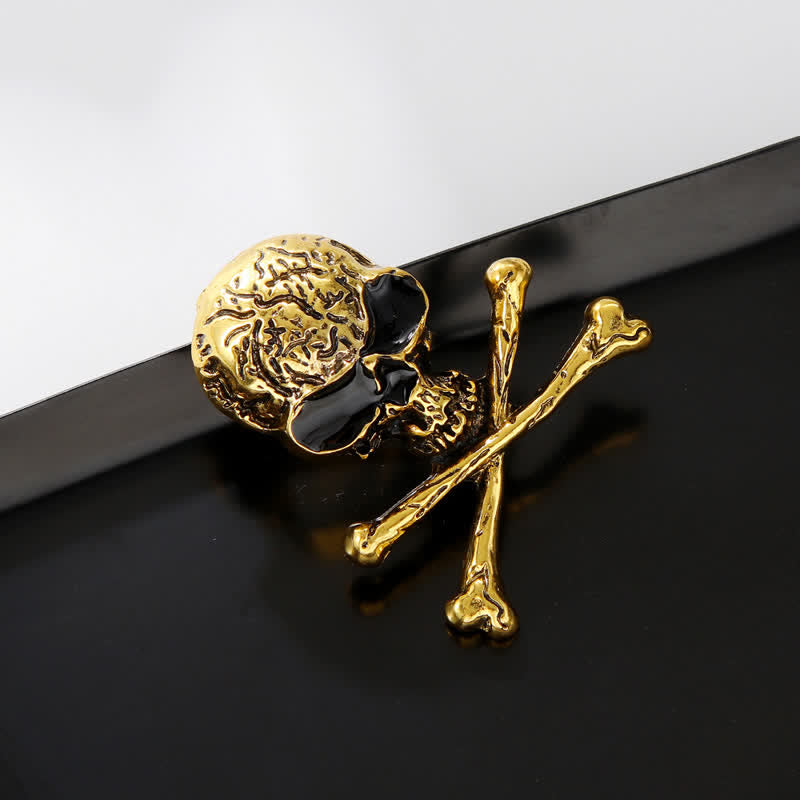 Spilla decorativa punk con teschio e ossa incrociate, stile pirata