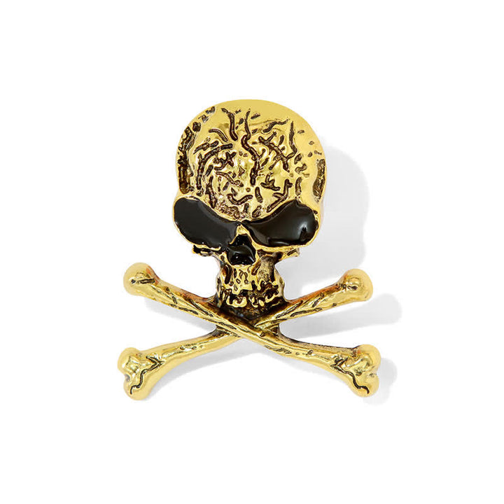 Spilla decorativa punk con teschio e ossa incrociate, stile pirata