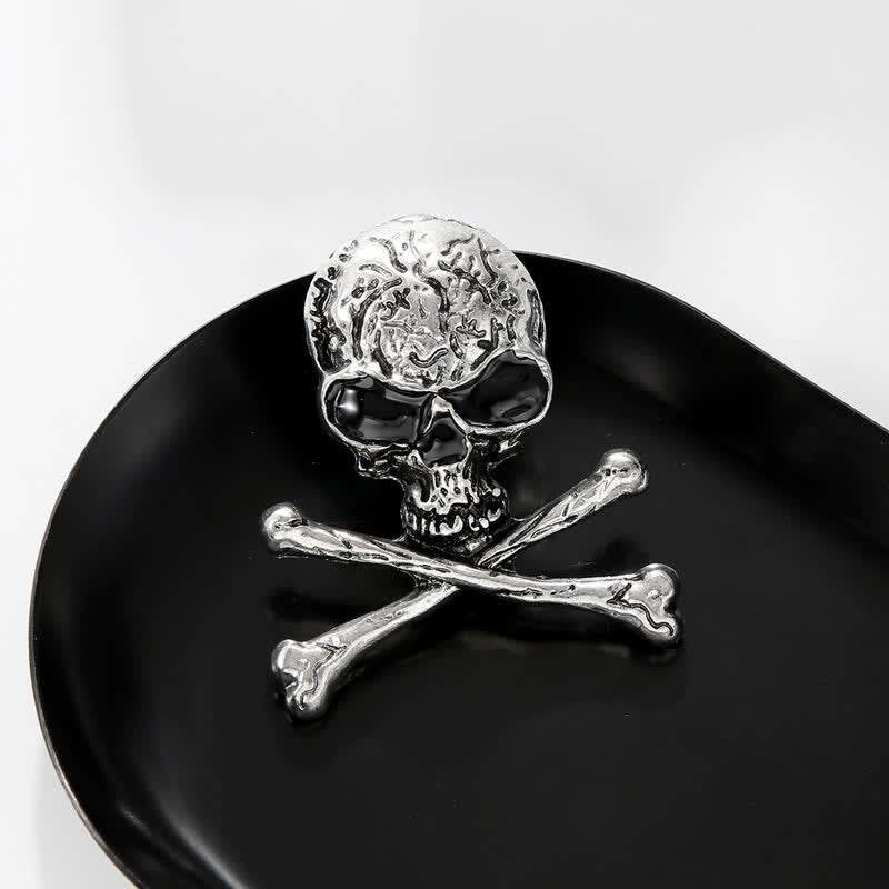 Spilla decorativa punk con teschio e ossa incrociate, stile pirata