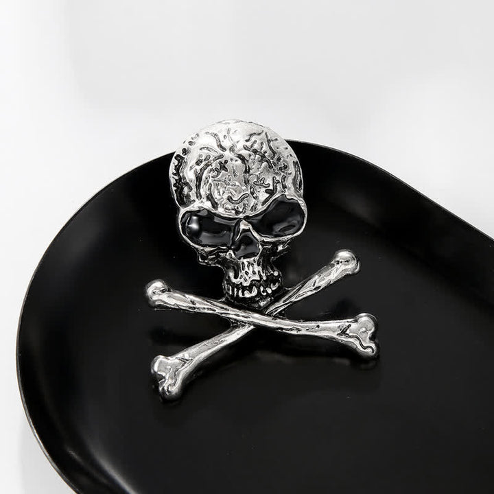 Spilla decorativa punk con teschio e ossa incrociate, stile pirata
