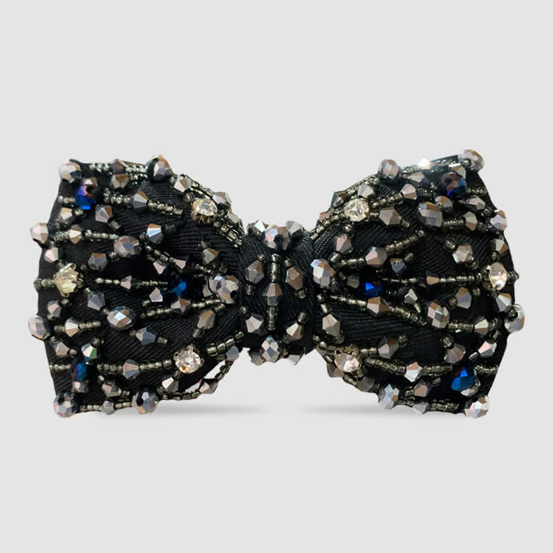 Papillon con perline ricamate in cristalli colorati scintillanti