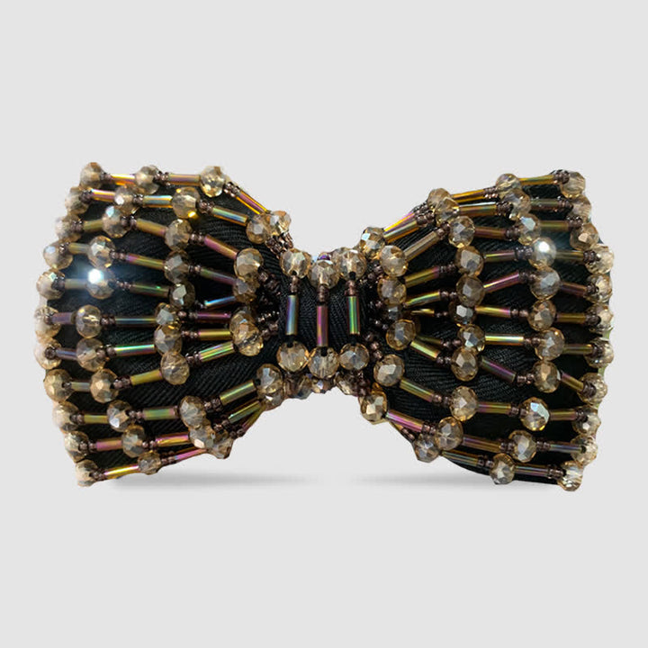 Papillon con perline ricamate in cristalli colorati scintillanti
