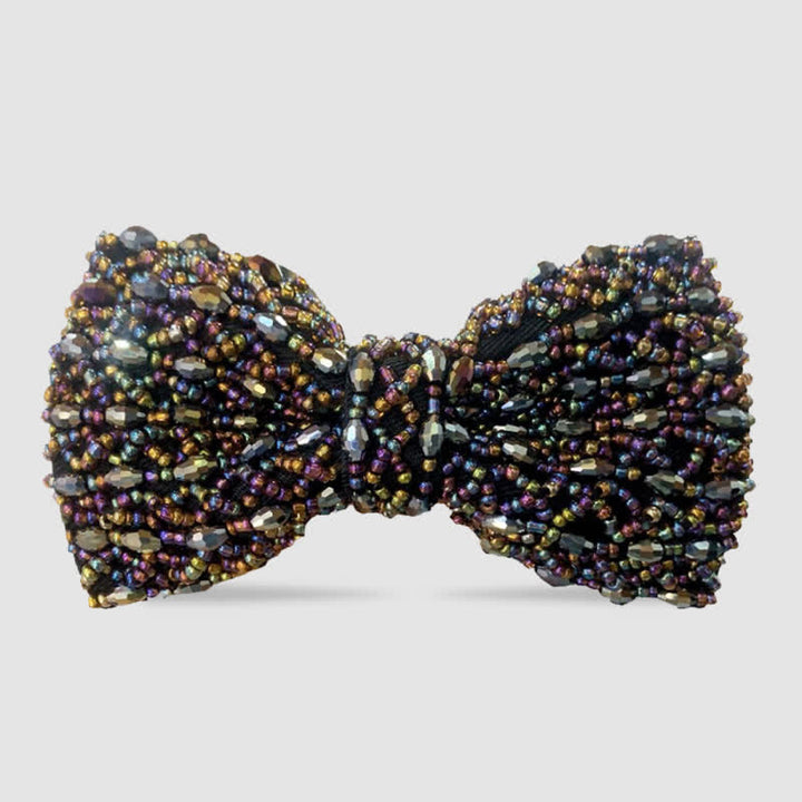 Papillon con perline ricamate in cristalli colorati scintillanti