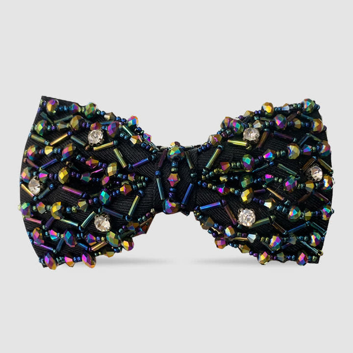 Papillon con perline ricamate in cristalli colorati scintillanti
