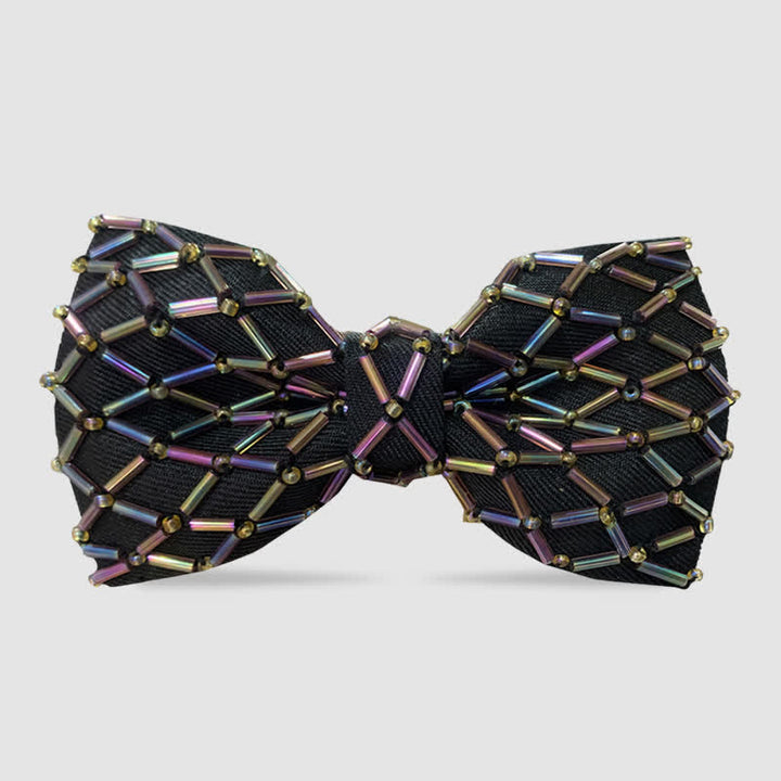 Papillon con perline ricamate in cristalli colorati scintillanti