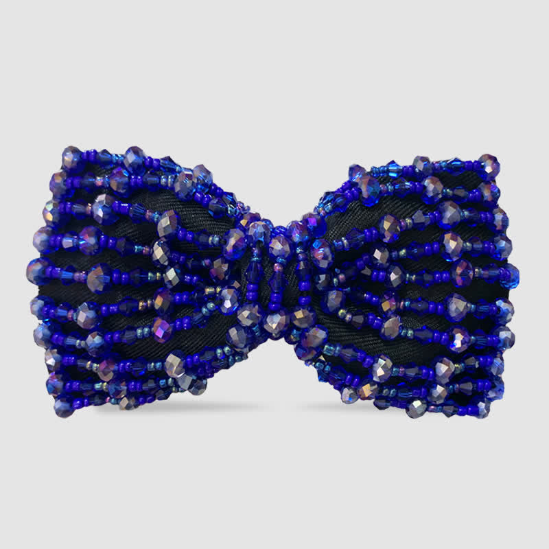 Papillon con perline ricamate in cristalli colorati scintillanti