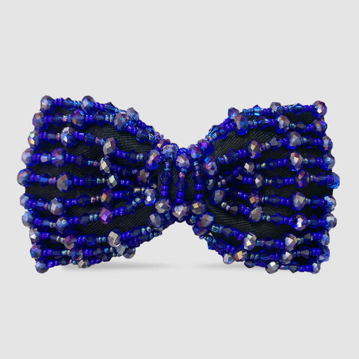 Papillon con perline ricamate in cristalli colorati scintillanti