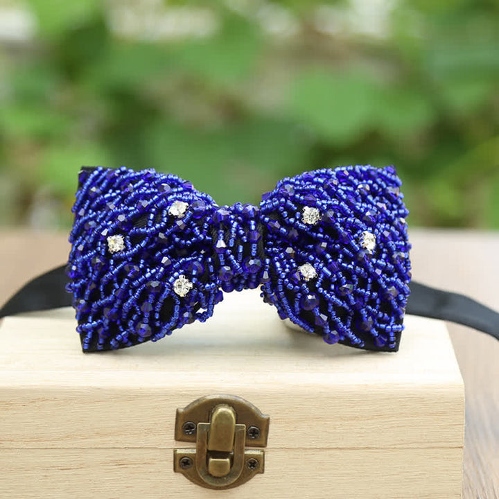 Papillon con perline ricamate in cristalli colorati scintillanti