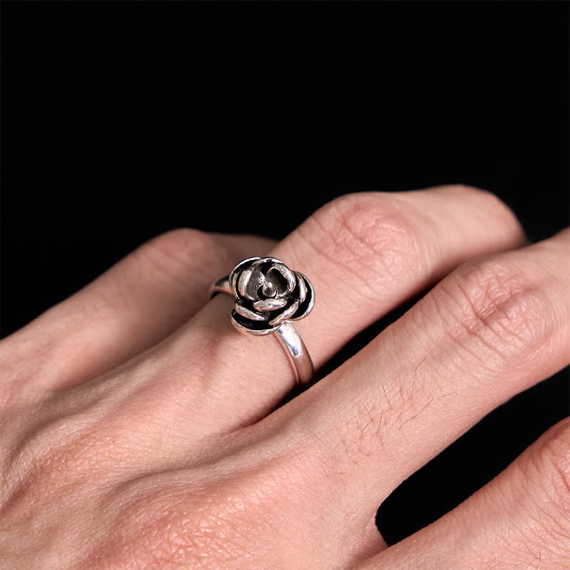 Anello regolabile staccabile con fiore di rosa attorcigliato per autodifesa