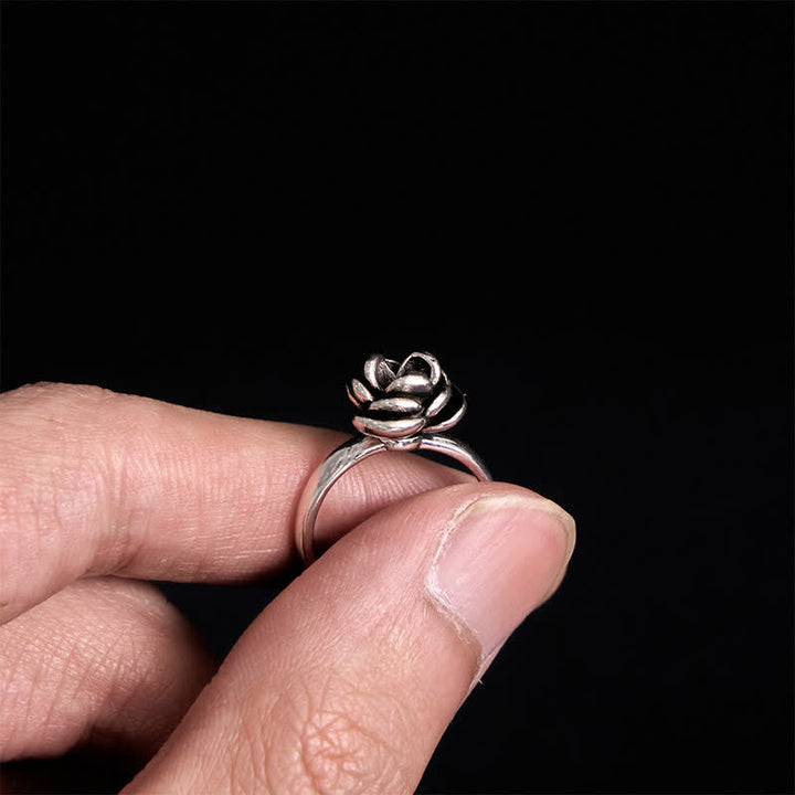 Anello regolabile staccabile con fiore di rosa attorcigliato per autodifesa