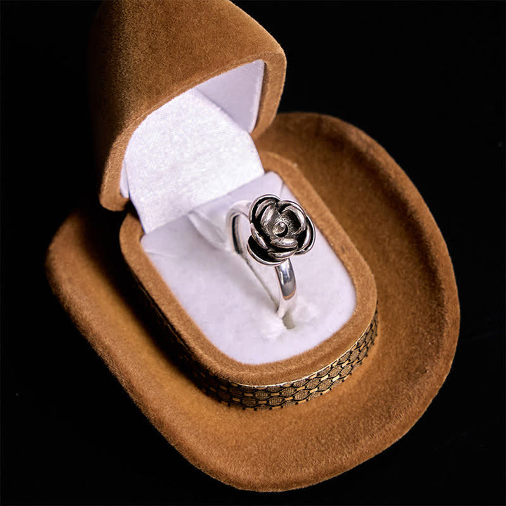 Anello regolabile staccabile con fiore di rosa attorcigliato per autodifesa