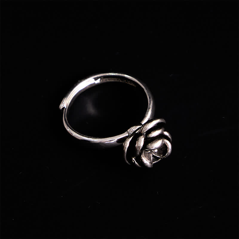 Anello regolabile staccabile con fiore di rosa attorcigliato per autodifesa