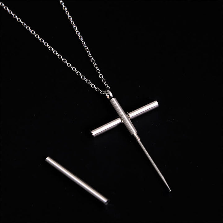 Collana con ciondolo a croce con stuzzicadenti portatile Edc