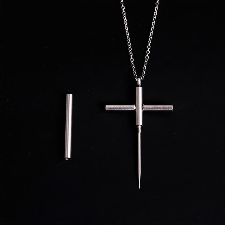 Collana con ciondolo a croce con stuzzicadenti portatile Edc