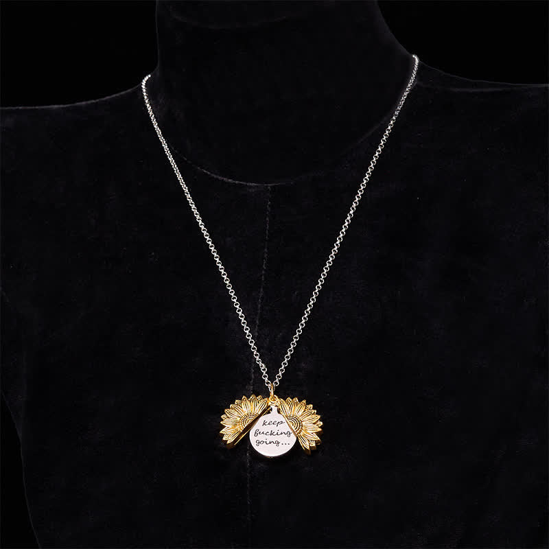 Set di collane con fibbia per cintura e coltello nascosto a tema girasole fai da te in oro e argento - image 10