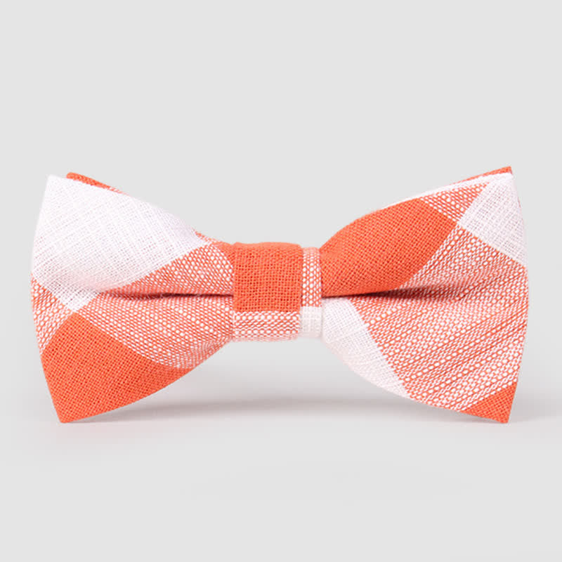Papillon casual classico a righe in cotone a quadri da uomo - Arancia - image 7