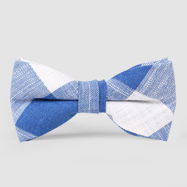 Papillon casual classico a righe in cotone a quadri da uomo - Blu - image 0