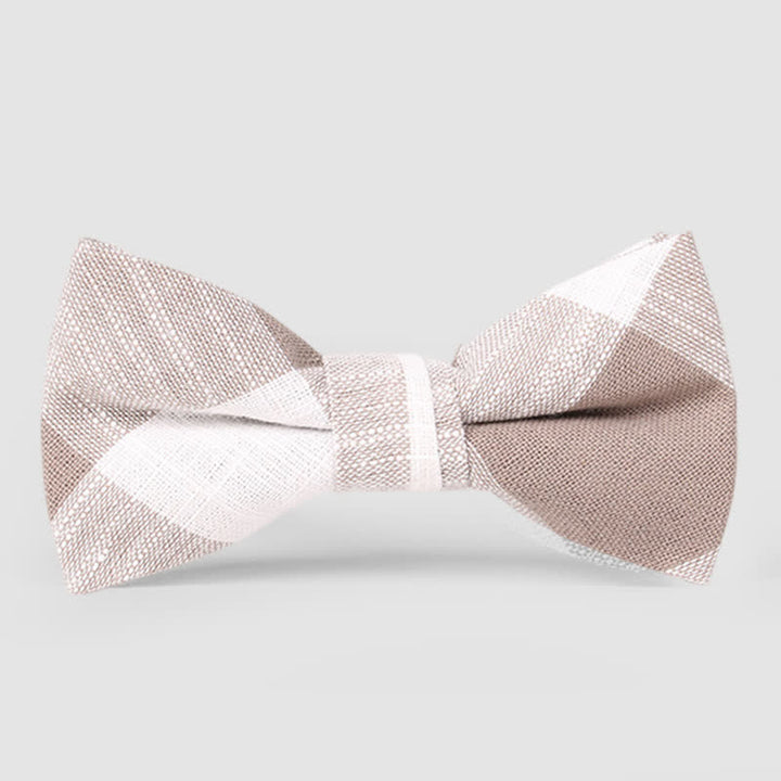 Papillon casual classico a righe in cotone a quadri da uomo - Cachi - image 8