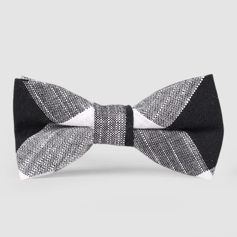 Papillon casual classico a righe in cotone a quadri da uomo - Nero - image 9