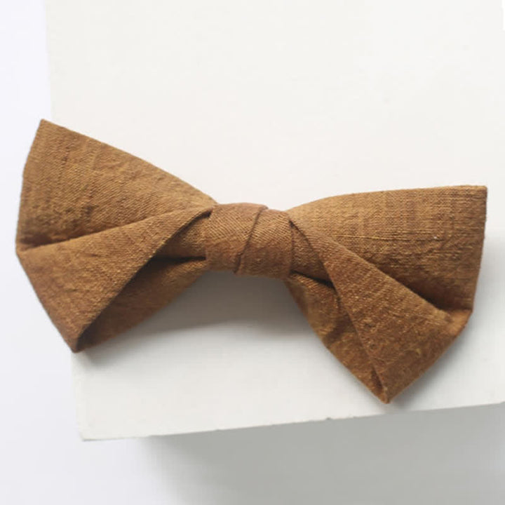 Papillon da uomo in lino tinta unita color oro scuro