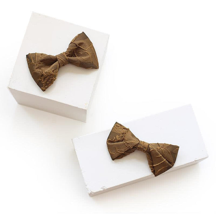 Papillon da uomo in jacquard floreale color caffè scuro - image 1