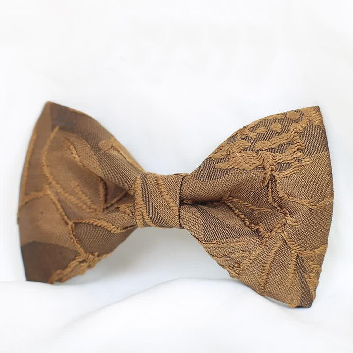 Papillon da uomo in jacquard floreale colore caffè scuro