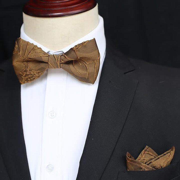 Papillon da uomo in jacquard floreale colore caffè scuro