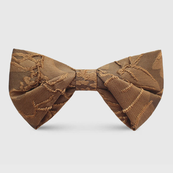Papillon da uomo in jacquard floreale colore caffè scuro
