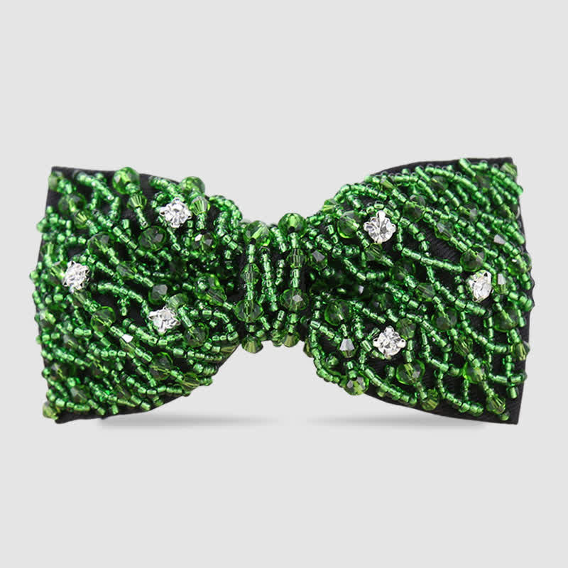 Papillon con tubi di perline ricamati con cristalli di strass
