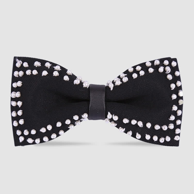 Elegante papillon con perle bianche e nere ricamato a mano - Stile n. 3 - image 2